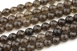 Natural Smokey Quartz Beads, Faceted Round, Full Strand 15.5 Inch Strand-5mm, 6mm, 8mm, 10mm, or 12mm beads Gemstone Beads