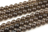 Natural Smokey Quartz beads, Round, Full Strand, 4mm, 6mm, 10mm, or 12mm beads Smooth