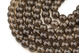 Natural Smokey Quartz beads, Round, Full Strand, 4mm, 6mm, 10mm, or 12mm beads Smooth