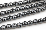 NATURAL Gray Hematite Faceted Round Grade AAA 3mm, 4mm, 6mm, 8mm, 10mm- Full 15.5 Inch Strand