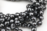 NATURAL Gray Hematite Faceted Round Grade AAA 3mm, 4mm, 6mm, 8mm, 10mm- Full 15.5 Inch Strand