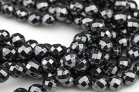 NATURAL Gray Hematite Faceted Round Grade AAA 3mm, 4mm, 6mm, 8mm, 10mm- Full 15.5 Inch Strand