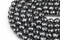 NATURAL Gray Hematite Faceted Round Grade AAA 3mm, 4mm, 6mm, 8mm, 10mm- Full 15.5 Inch Strand