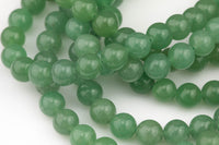 Natural Green Aventurine Adventrine, High Quality in Round, 4mm, 6mm, 10mm, 12mm- Full 15.5 Inch Strand- Smooth Gemstone Beads