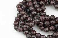 Natural Faceted Red Garnet Beads, Grade A High Quality in Faceted Round, 4mm, 6mm, 8mm, 10mm, 11mm, 12mm- Wholesale Bulk or Single Strand!