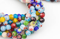 8mm- Millefiori, High Quality in Smooth Round