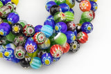 10mm- Millefiori, High Quality in Smooth Round