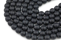 A Grade Matte Black Onyx Beads, High Quality in Faceted Round, Full Strand, 4mm 6mm 8mm 12mm or 14mm Beads- Full 15.5" Gemstone Beads