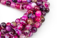 Fusia Banded Agate, High Quality in Faceted Round, 8-10mm