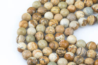 Natural Special Light Picture Jasper Faceted Round 4mm, 6mm, 8mm, 10mm, 12mm, 14mm Gemstone Beads