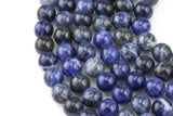 Natural Sodalite Beads AAA Quality, High Quality in Round- 4mm, 6mm, 8mm, 10mm, 12mm- Full 15.5 Inch Strand- Smooth Gemstone Beads