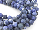 Natural Dark Blue Sodalite, High Quality in Matte Round- 6mm, 8mm, 10mm, 12mm- Full 15.5 Inch Strand AAA Quality AAA Quality Gemstone Beads