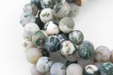 Natural Tree Agate, High Quality in Matt Matte Round, 6mm,8mm, 10mm, 12mm AAA Quality AAA Quality Gemstone Beads