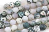 Natural Tree Agate, High Quality in Matt Matte Round, 6mm,8mm, 10mm, 12mm AAA Quality AAA Quality Gemstone Beads