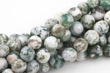 Natural Tree Agate, High Quality in Faceted Round-4mm, 6mm, 10mm, 12mm-Full Strand 15.5 inch Strand Gemstone Beads