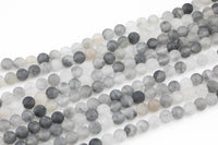 Natural Matte Cloudy Quartz Beads High Quality in Matte Round, 6mm, 8mm, 10mm, 12mm -Full Strand 15.5 inch Strand- Gemstone Beads