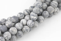 Natural Matte Gray Picasso Jasper Beads Grade AAA 6mm 8mm 10mm 12mm Loose Beads Full Strand 15.5-16" AAA Quality Gemstone Beads