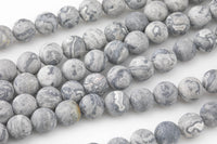 Natural Matte Gray Picasso Jasper Beads Grade AAA 6mm 8mm 10mm 12mm Loose Beads Full Strand 15.5-16" AAA Quality Gemstone Beads