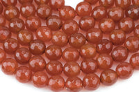 Natural Red Carnelian, High Quality in Faceted Round, 4mm, 6mm, 8mm, 10mm, 12mm- Full 15.5 Inch Strand Gemstone Beads