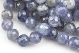 Natural Pale Iolite Beads Full Strands-15.5 inches- Nice Size Hole- Diamond Cutting, High Facets-Nice and Sparkly-Faceted Round