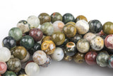 ORIGINAL Ocean Jasper Beads smooth round sizes, 4mm, 6mm, 8mm, 10mm, 12mm - In Full 15.5 inch Strand- AA Quality - Original Stock Very Rare!