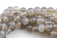 Natural Gray Agate, High Quality in Faceted Round, 4mm, 6mm, 8mm, 10mm, 12mm- Single strand or Wholesale Bulk-Full Strand 15.5 inch Strand