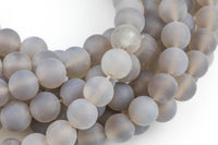 Natural Gray Agate, High Quality in Matte Round- 4mm, 6mm, 8mm, 10mm, 12mm Gemstone Beads