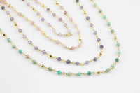 Gemstone Stone Rosary Necklace Rosary Chain Necklace Gold - Minimalist - Nice and Dainty and Ready to Wear - Select Your Length in Menu
