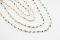 Gemstone Gold Pyrite Rosary Style Necklace- Minimalist- Light and dainty- Select your length in Menu