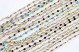 WHOLESALE 3 FEET Rosary Chain Assorted - High Quality - Sharp Diamond Cut - 2mm-3mm beads with gold pyrite spacer beads (see pic)