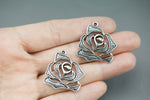 6 Flower Rose Charms 25x26mm 582-13100