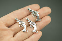 8 Gun Pistol Revolver Charms 26x16mm 481-12006