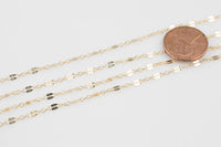 Gold Filled Flat Tubed Chain, 3 plus 1 Oval Links, Wholesale, USA Made, Chain by foot Permanent Jewelry Chain