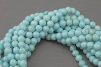 Cream Blue Turquoise Beads Round 6mm 8mm 10mm Full Strand 15.5-16" Smooth Gemstone Beads