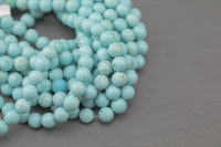 Cream Blue Turquoise Beads Round 6mm 8mm 10mm Full Strand 15.5-16" Smooth Gemstone Beads