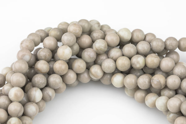 Natural Cream Gray Jasper, High Quality in Round, 4mm, 6mm, 8mm, 10mm, 12mm, 14mm-Full Strand 16 inch Strand Smooth Gemstone Beads