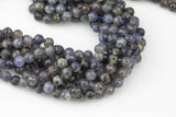 Natural Iolite Beads Full Strands-15.5 inches- Nice Size Hole- Diamond Cutting, High Facets-Nice and Sparkly-Faceted Round AAA Quality