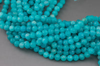 Natural A Quality AMAZONITE faceted round sizes- Diamond Cut- 6mm and 8mm- Full 16 inch strand AAA Quality Gemstone Beads