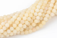 Pale Vanilla Yellow Jade, High Quality in Matte Round, 6mm, 8mm, 10mm, 12mm -Full Strand 15.5 inch Strand AAA Quality