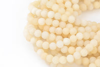 Pale Vanilla Yellow Jade, High Quality in Matte Round, 6mm, 8mm, 10mm, 12mm -Full Strand 15.5 inch Strand AAA Quality