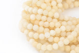 Pale Vanilla Yellow Jade, High Quality in Matte Round, 6mm, 8mm, 10mm, 12mm -Full Strand 15.5 inch Strand AAA Quality