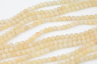 Pale Vanilla Yellow Jade, High Quality in Matte Round, 6mm, 8mm, 10mm, 12mm -Full Strand 15.5 inch Strand AAA Quality