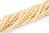 Pale Vanilla Yellow Jade, High Quality in Smooth Round, 6mm, 8mm, 10mm, 12mm -Full Strand 15.5 inch Strand