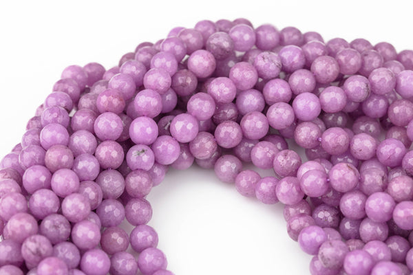 Plum Violet Jade- Faceted Round 4mm 6mm 8mm 10mm 12mm - Single or Bulk - 15.5"