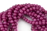 Violet Raspberry Smooth Round Beads 4mm 6mm 8mm 10mm 12mm - Single or Bulk - 15.5"