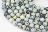 Natural Pale Turquoise , High Quality in Matt Matte Round- 6mm, 8mm, 10mm, 12mm- Full 15.5 Inch strand. AAA Quality Gemstone Beads