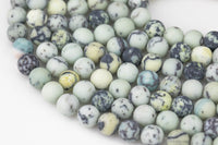 Natural Pale Turquoise , High Quality in Matt Matte Round- 6mm, 8mm, 10mm, 12mm- Full 15.5 Inch strand. AAA Quality Gemstone Beads