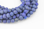 LARGE-HOLE beads!!! 8mm or 10mm Matte-finished round. 2mm hole. 7-8" strands. Lapis Big Hole Beads