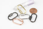CZ Micro Pave Oval Shape Screw Clasp, Gold/Rose gold/Gunmetal/Silver Plated U Shape Clasp Lock, Carabiner Pave Lock, 14x28mm
