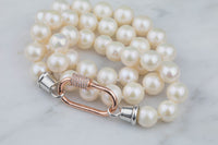 Knotted Freshwater Pearl With Screw Clasp- 19 inches- 9-10mm AAA Pearls